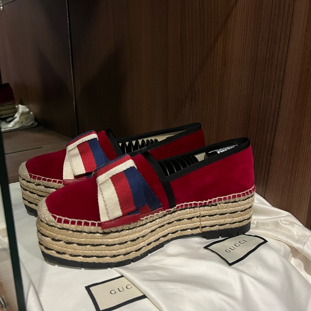 new gucci high red with bow espadrilles - Picture 3 of 4